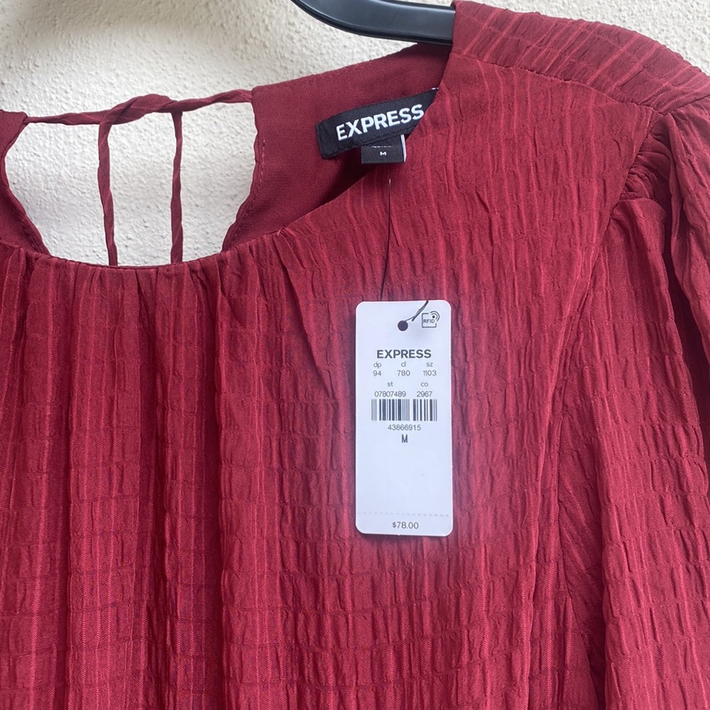 EXPRESS Casual Crew Neck Long Sleeve Mini Tunic Shift Dress NWT - Picture 3 of 6